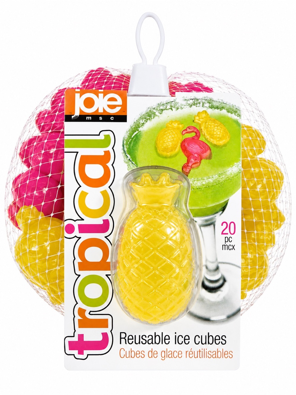 Joie Tropical Reusable Ice Cubes 20pc Flamingo & Pineapple NEW